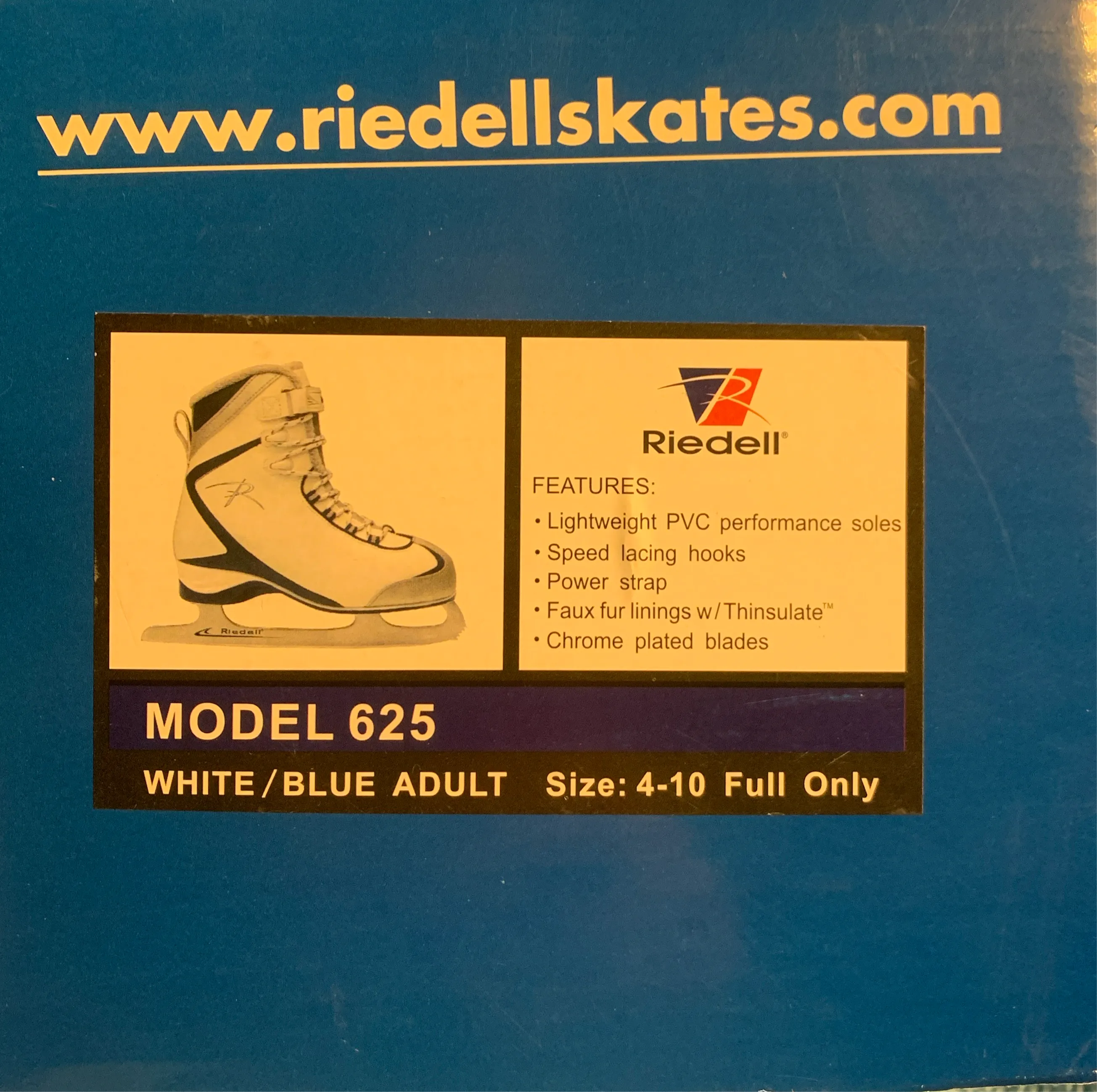 Figure Skate Boots Riedell F625 Size 9 Med White/Blue