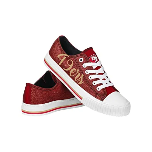 FOCO San Francisco 49ers NFL Womens Color Glitter Canvas Shoes - 7