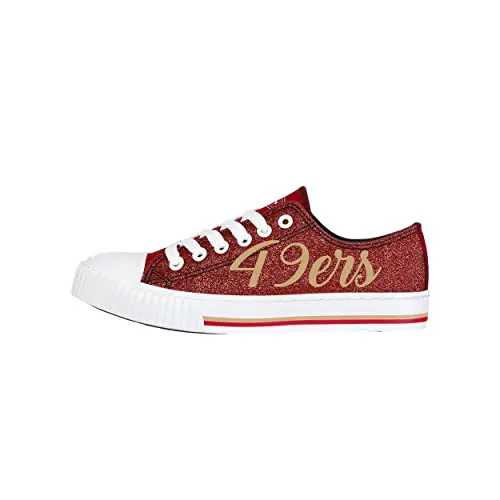 FOCO San Francisco 49ers NFL Womens Color Glitter Canvas Shoes - 7