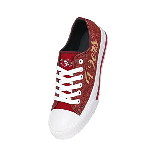 FOCO San Francisco 49ers NFL Womens Color Glitter Canvas Shoes - 7