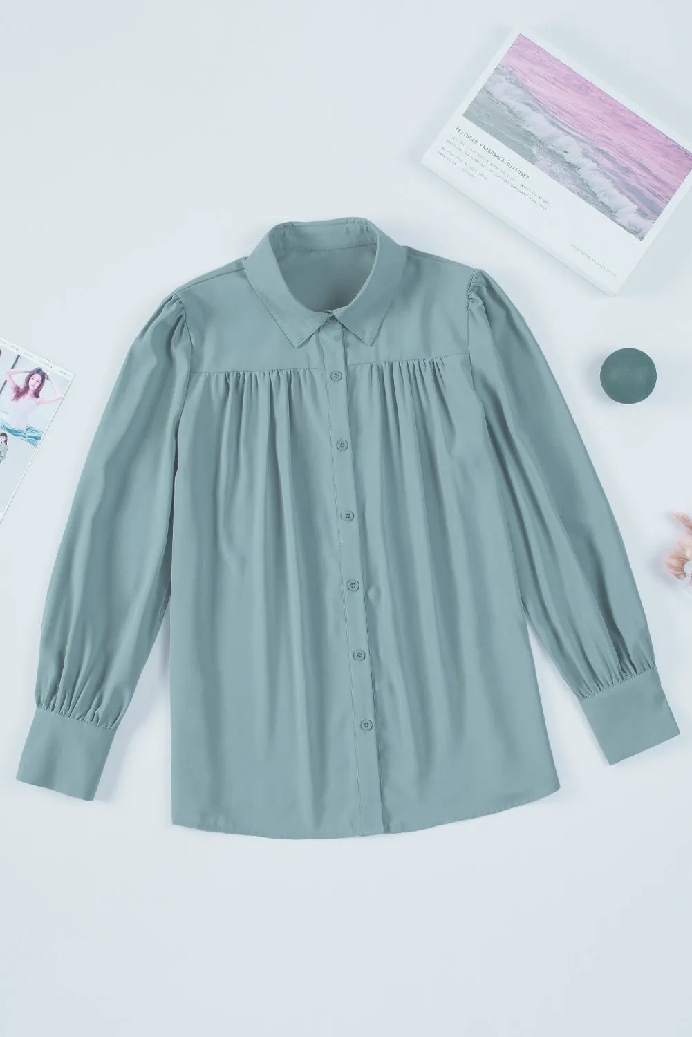 Gathered Detail Puff Sleeve Shirt