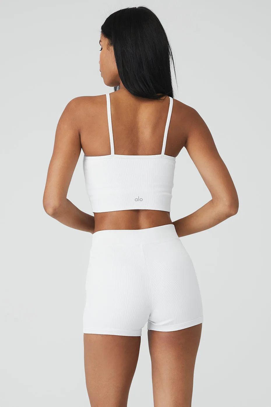 Goddess Ribbed Cross Crop Top - White