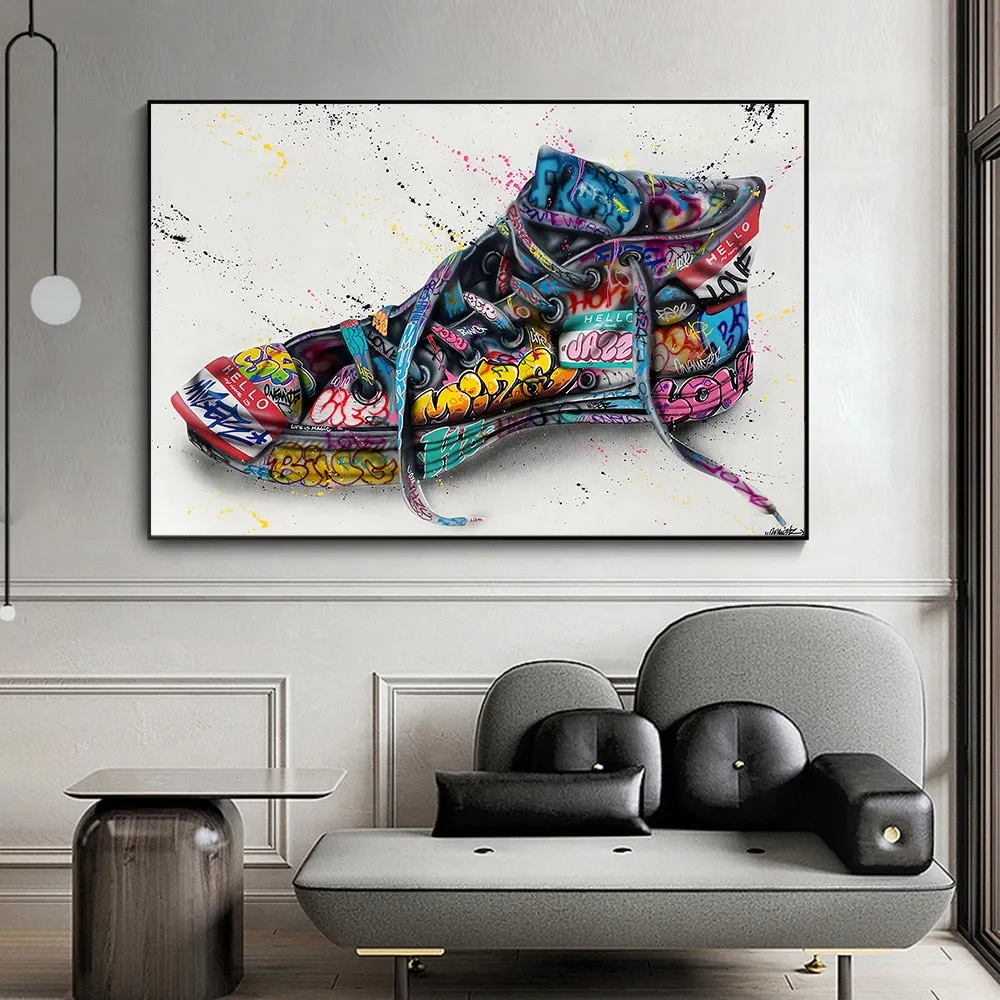 Graffiti Artwork Sneakers Canvas Wall Art