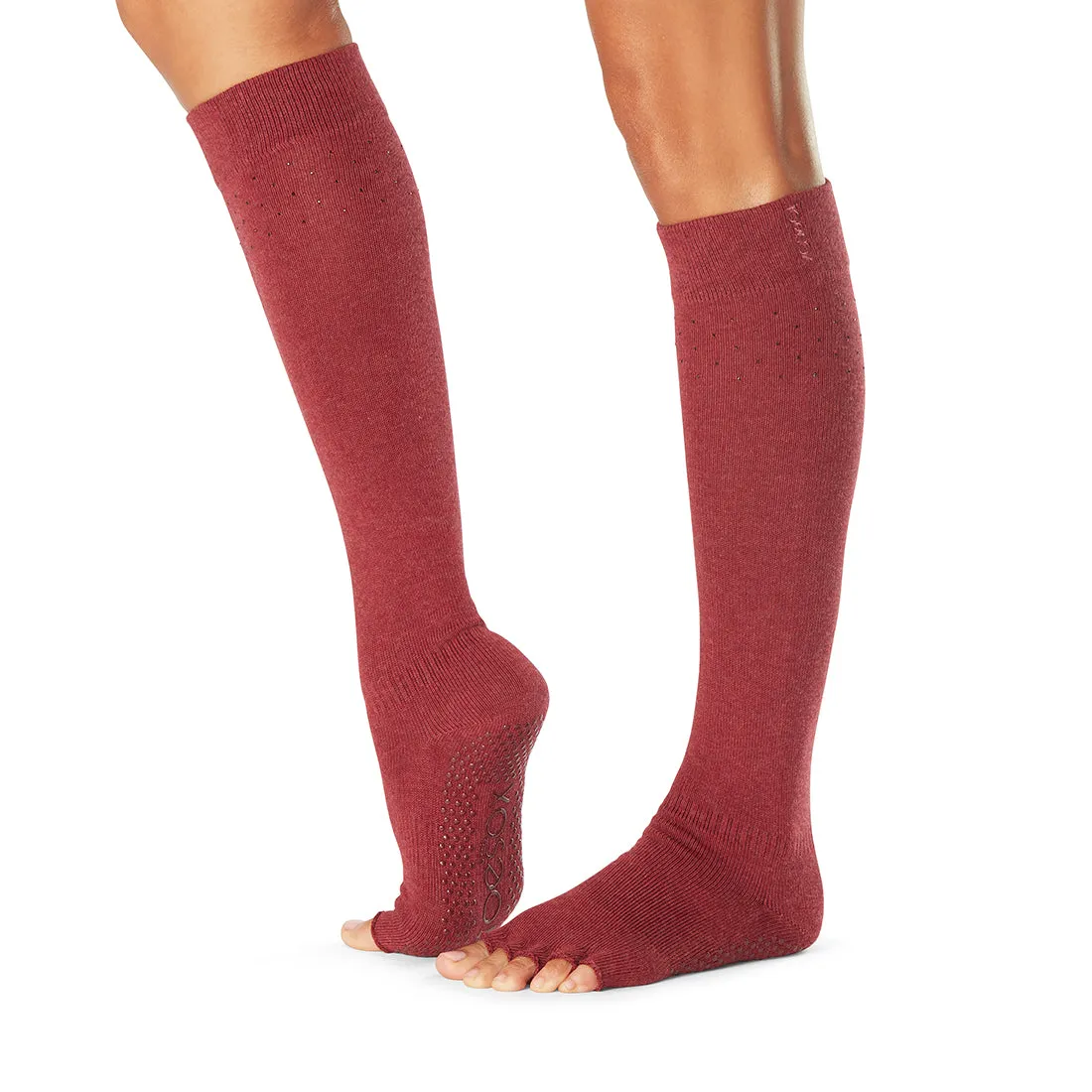 Half Toe Scrunch Knee High Grip Socks