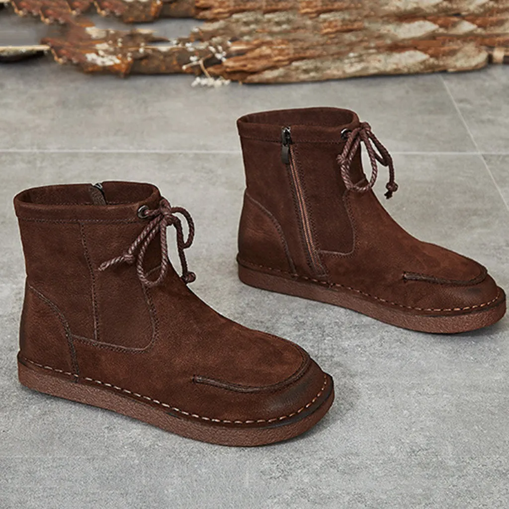 Handmade Retro Leather Short Boots | Gift Shoes