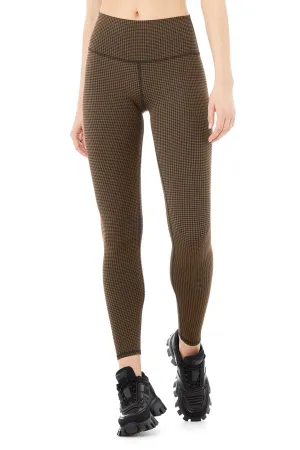 High-Waist Micro Houndstooth Legging - Hot Cocoa/Black