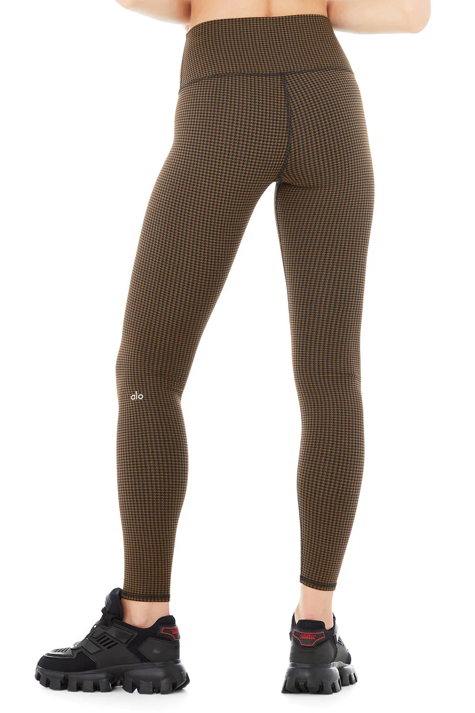 High-Waist Micro Houndstooth Legging - Hot Cocoa/Black