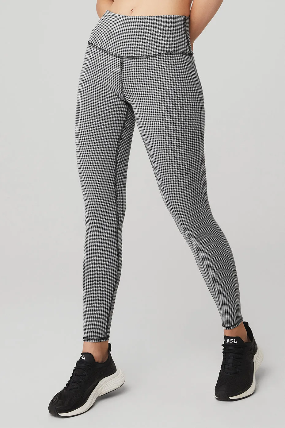 High-Waist Micro Houndstooth Legging - White/Black