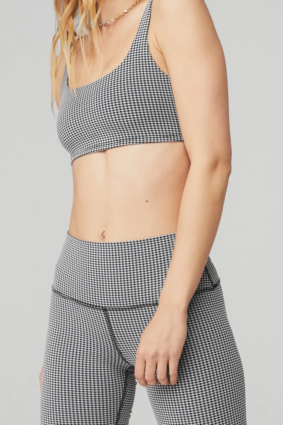 High-Waist Micro Houndstooth Legging - White/Black