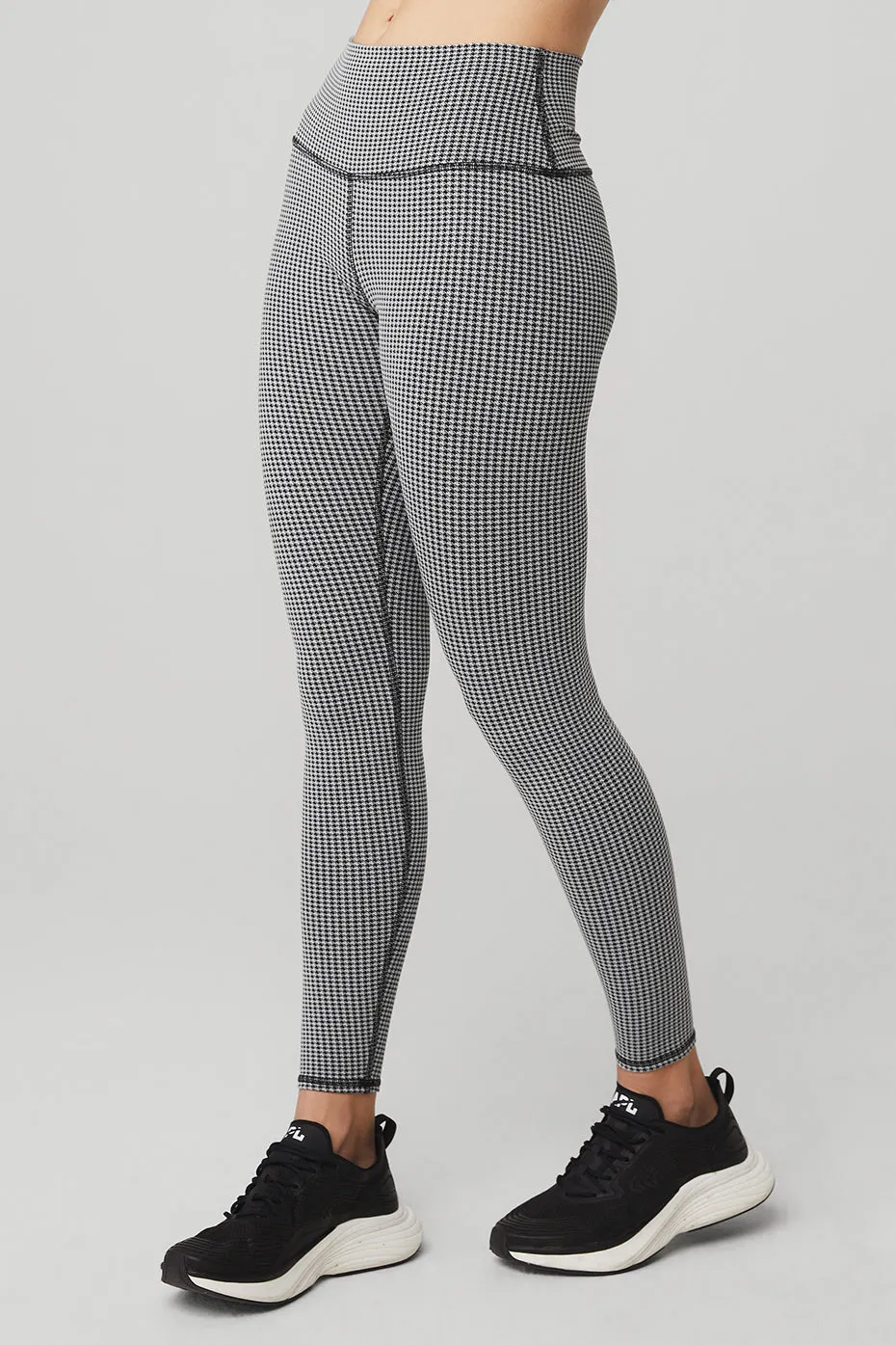 High-Waist Micro Houndstooth Legging - White/Black