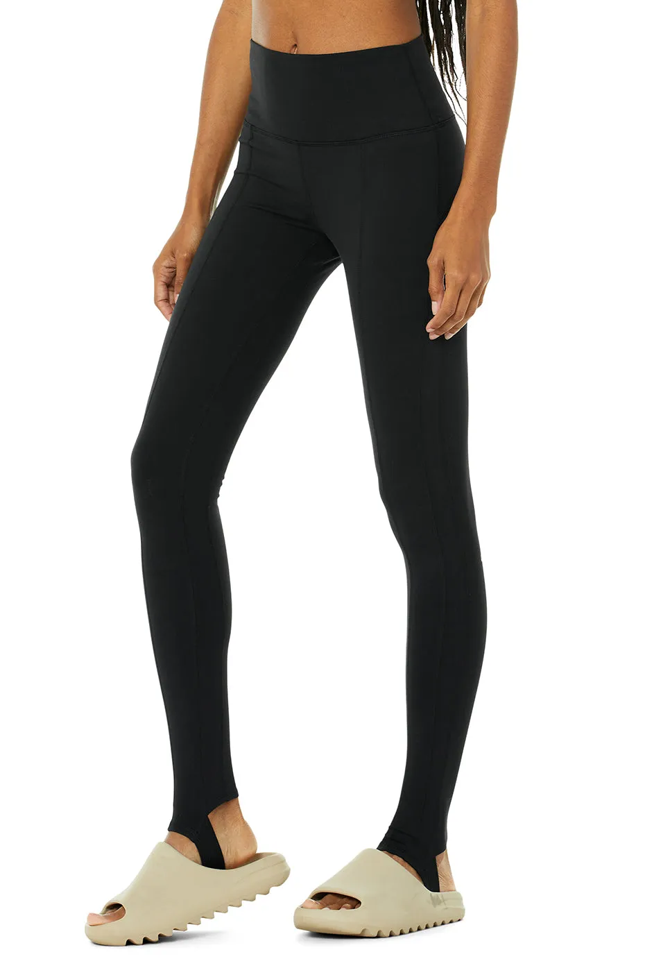 High-Waist Winter Warmth Plush Stirrup Legging - Black