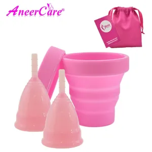 Hot Sale Vaginal Menstrual Cup and Sterilizer Cup Sterilizing Collapsible Cups Flexible to Clean Recyclable Camping Foldable Cup