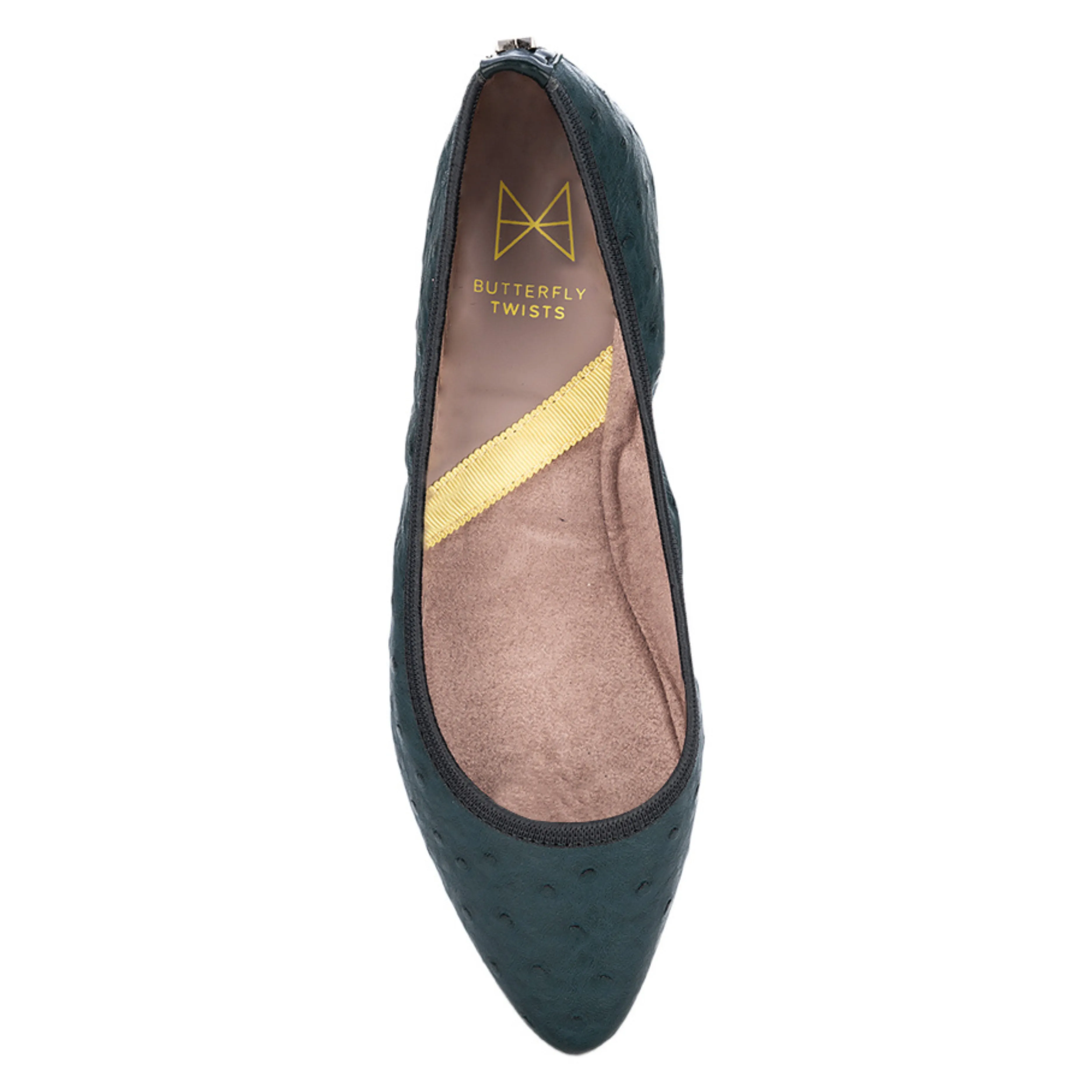 JANEY Ballet Flat Shoes - Teal Ostrich