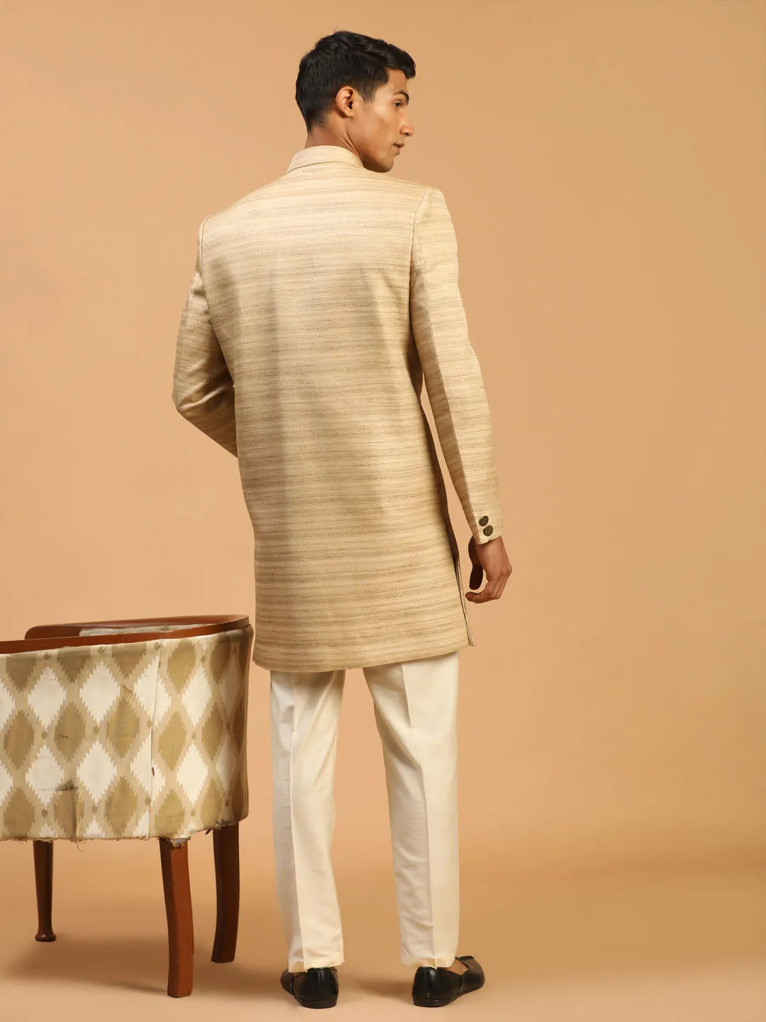 Jashvi Men's Beige Sherwani Set