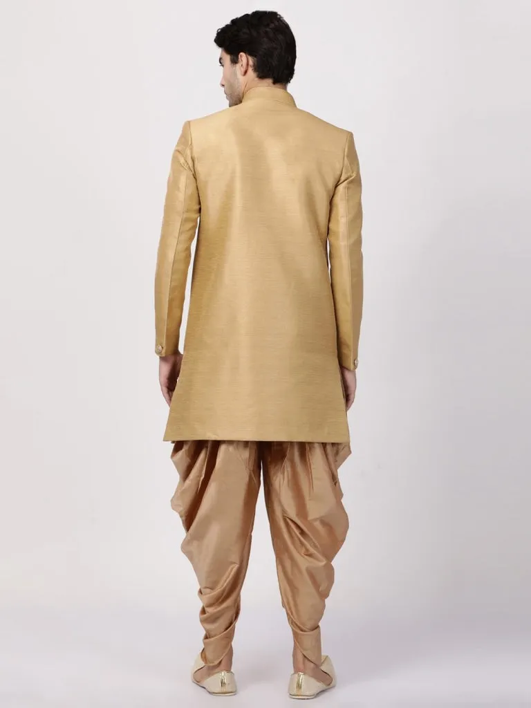 Jashvi Men's Beige Silk Blend Sherwani Set