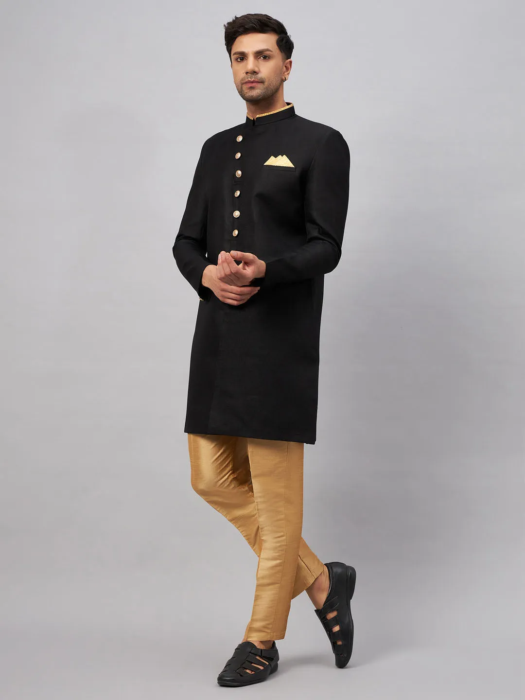 Jashvi Men's Black Indo Western Set