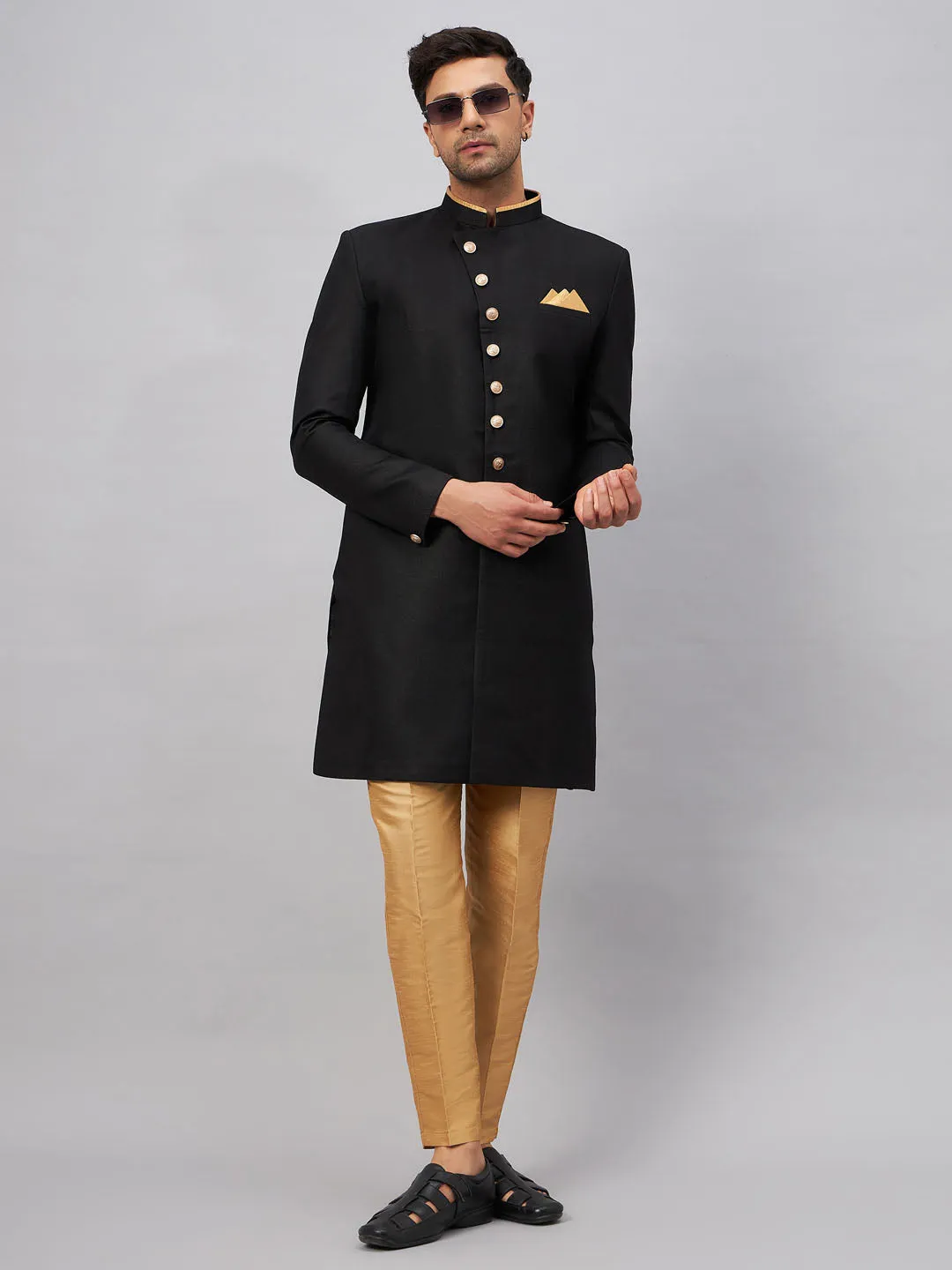 Jashvi Men's Black Indo Western Set