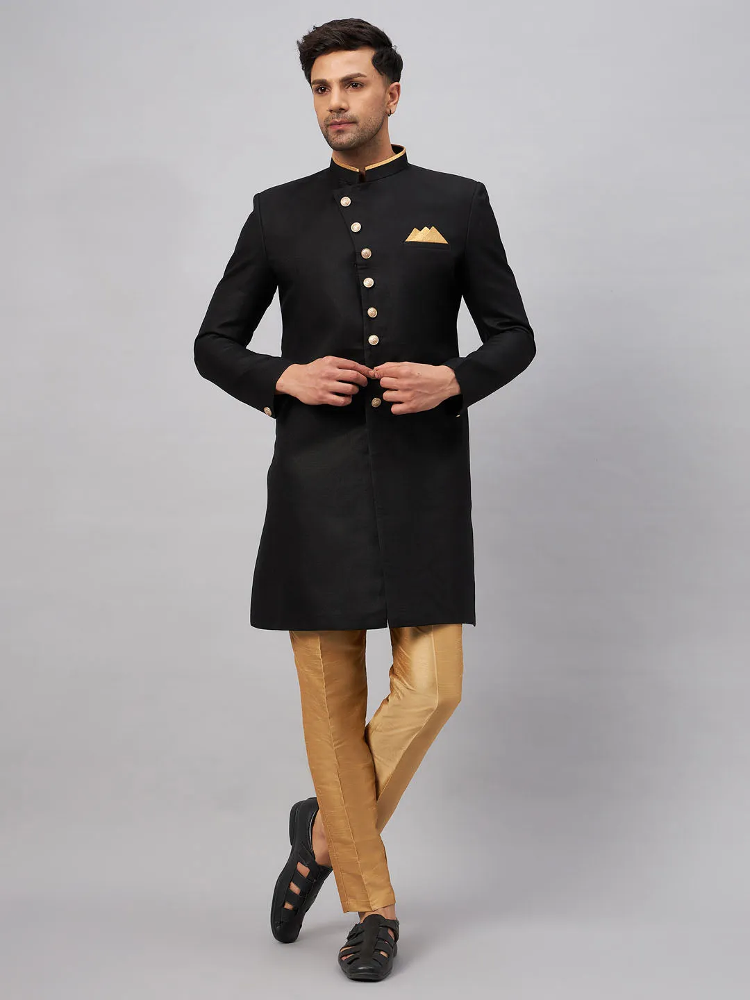 Jashvi Men's Black Indo Western Set