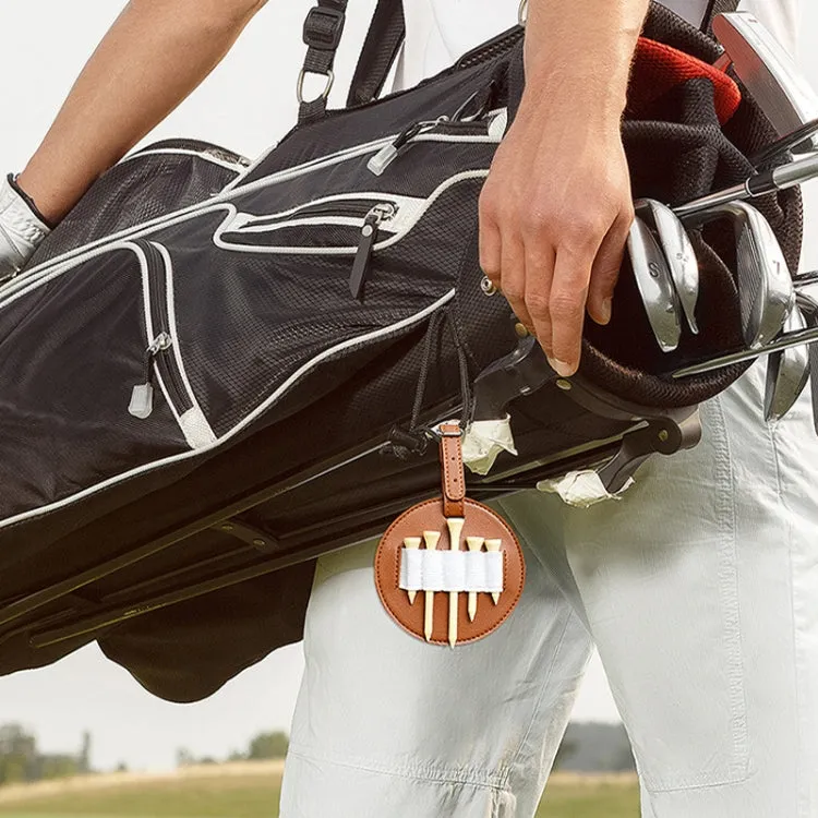 Leather Outdoor Waist Hanging Golf Spike Insert Pocket Storage Bag, Spec: Double-sided Brown