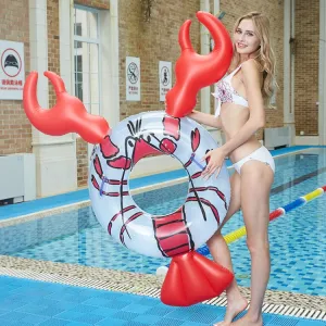 Lobster Shape Inflatable PVC Swimming Ring Floating bed,Size: 160x95x90cm