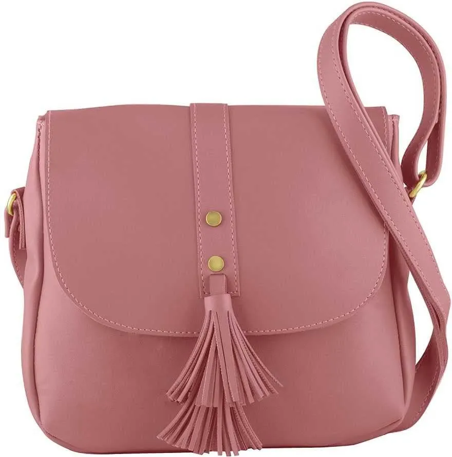 marcG Faux Leather Stylish Shoulder Side Sling Bag for Women(Multicolor) (Pink)