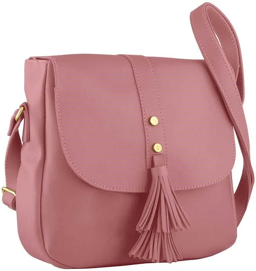 marcG Faux Leather Stylish Shoulder Side Sling Bag for Women(Multicolor) (Pink)