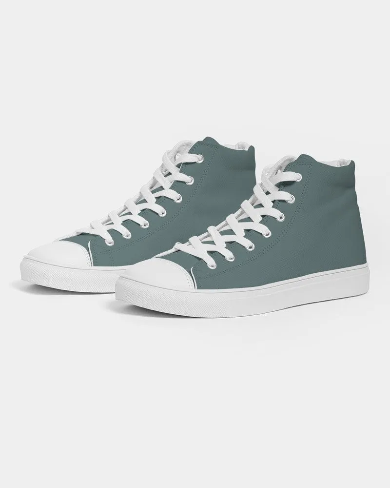 Medium Dark Blue Cool Green Men's High-top Canvas Sneakers | Men's | Medium Dark Pale Pastel Blue Cool Green | C30M0Y15K60