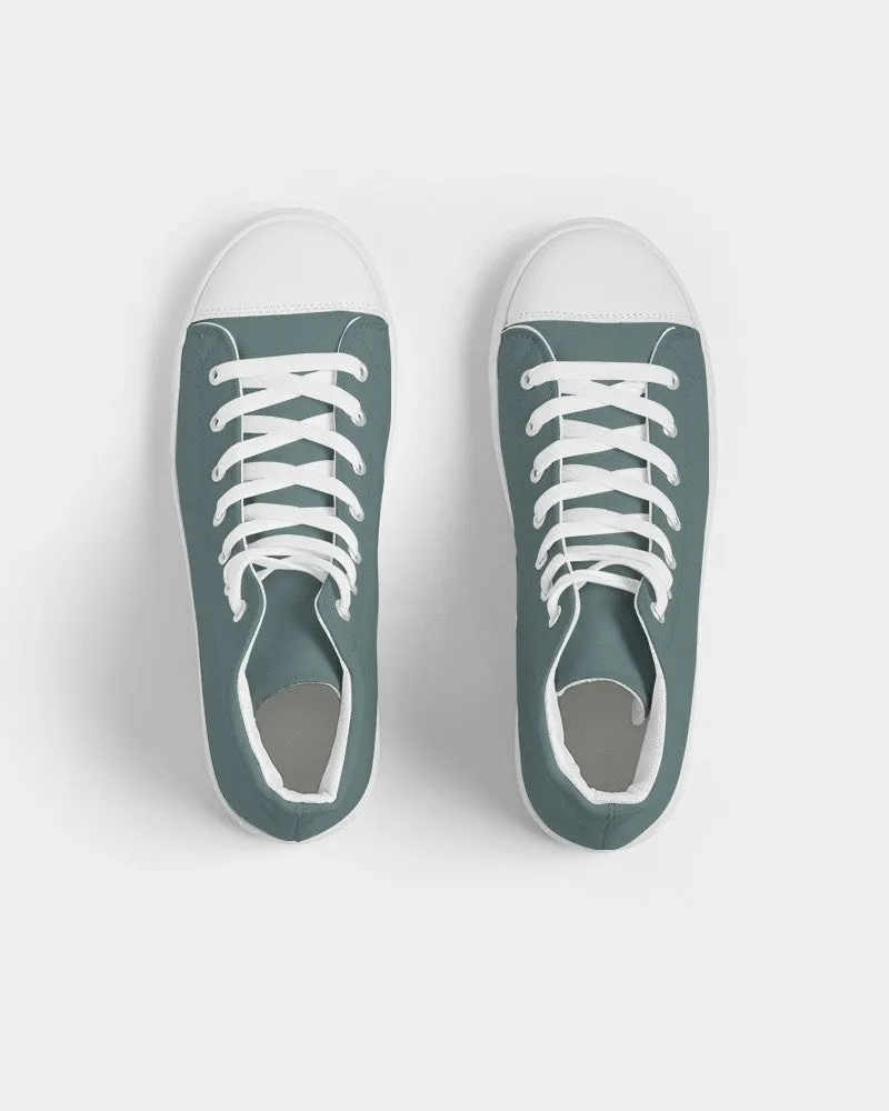 Medium Dark Blue Cool Green Men's High-top Canvas Sneakers | Men's | Medium Dark Pale Pastel Blue Cool Green | C30M0Y15K60