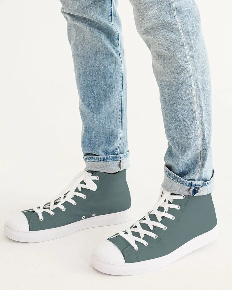 Medium Dark Blue Cool Green Men's High-top Canvas Sneakers | Men's | Medium Dark Pale Pastel Blue Cool Green | C30M0Y15K60