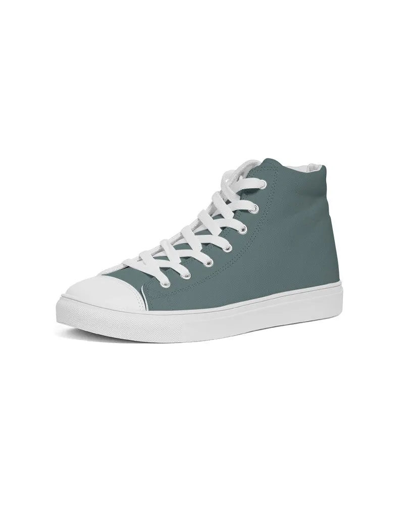 Medium Dark Blue Cool Green Men's High-top Canvas Sneakers | Men's | Medium Dark Pale Pastel Blue Cool Green | C30M0Y15K60