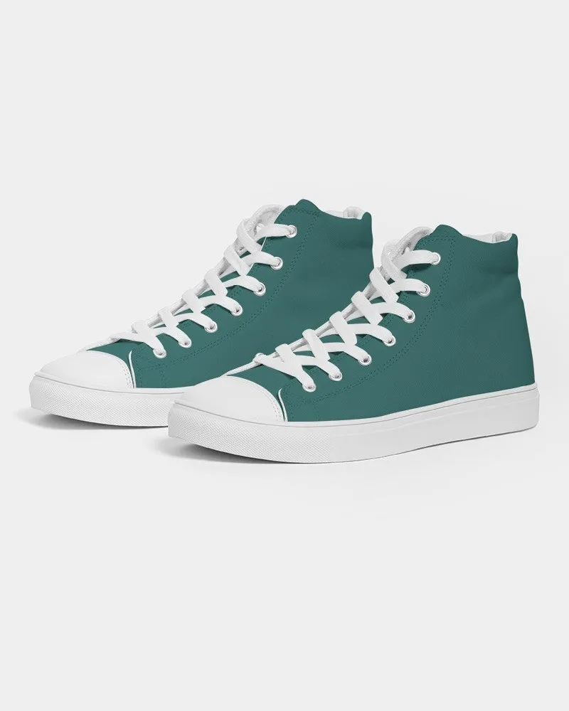 Medium Dark Blue Cool Green Men's High-top Canvas Sneakers | Men's | Medium Dark Pastel Blue Cool Green | C60M0Y30K60