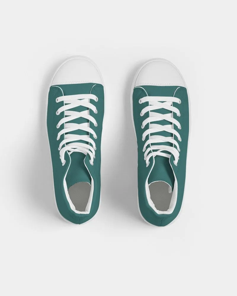 Medium Dark Blue Cool Green Men's High-top Canvas Sneakers | Men's | Medium Dark Pastel Blue Cool Green | C60M0Y30K60