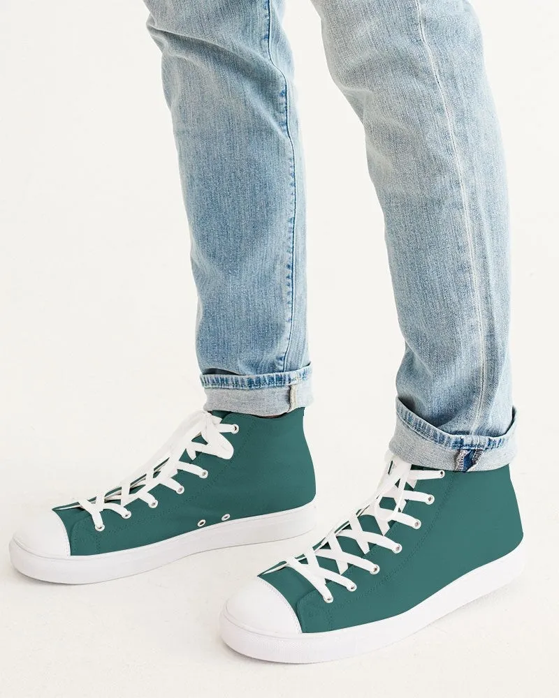 Medium Dark Blue Cool Green Men's High-top Canvas Sneakers | Men's | Medium Dark Pastel Blue Cool Green | C60M0Y30K60