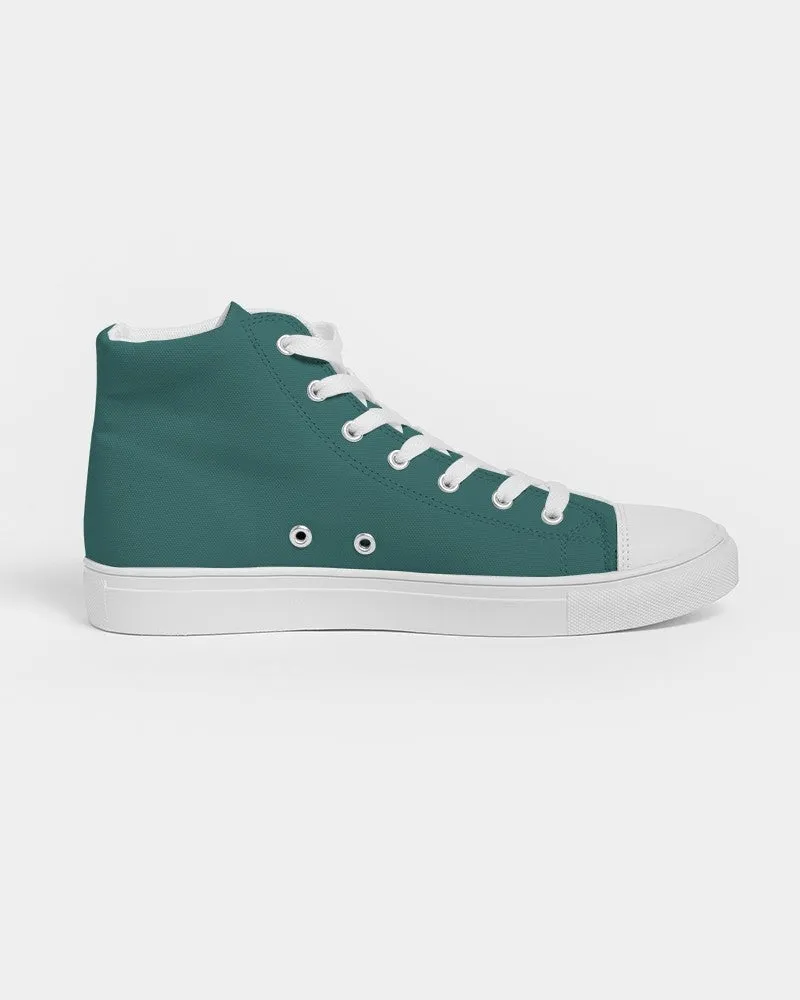 Medium Dark Blue Cool Green Men's High-top Canvas Sneakers | Men's | Medium Dark Pastel Blue Cool Green | C60M0Y30K60