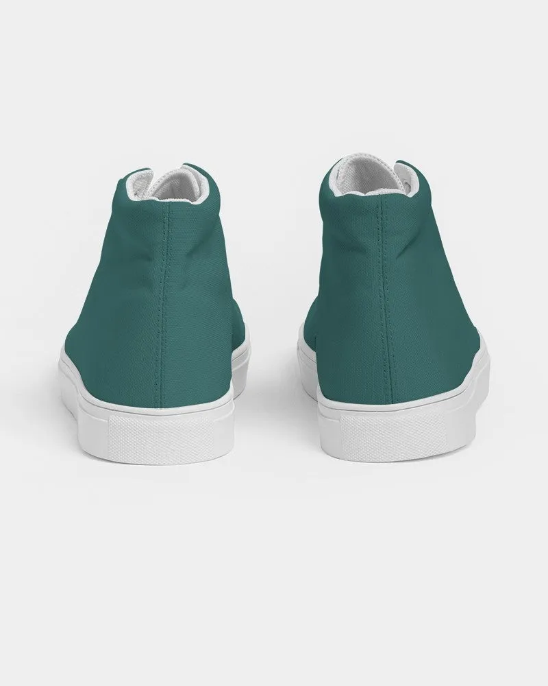 Medium Dark Blue Cool Green Men's High-top Canvas Sneakers | Men's | Medium Dark Pastel Blue Cool Green | C60M0Y30K60