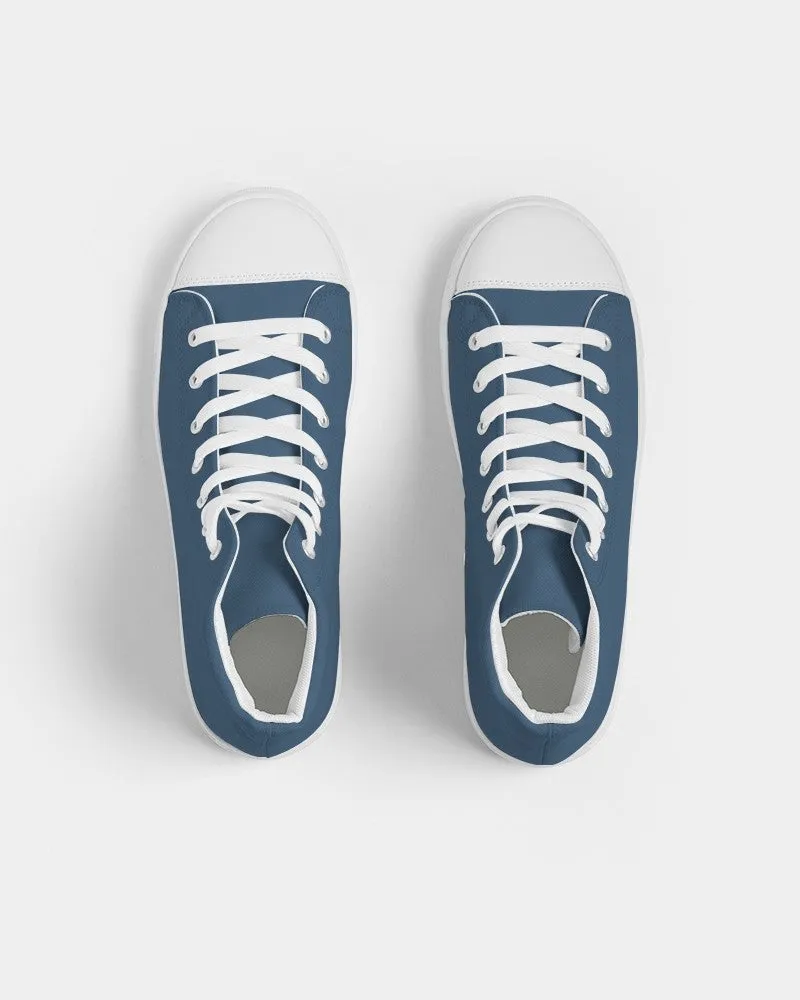 Medium Dark Blue Men's High-top Canvas Sneakers | Men's | Medium Dark Pastel Blue | C60M30Y0K60