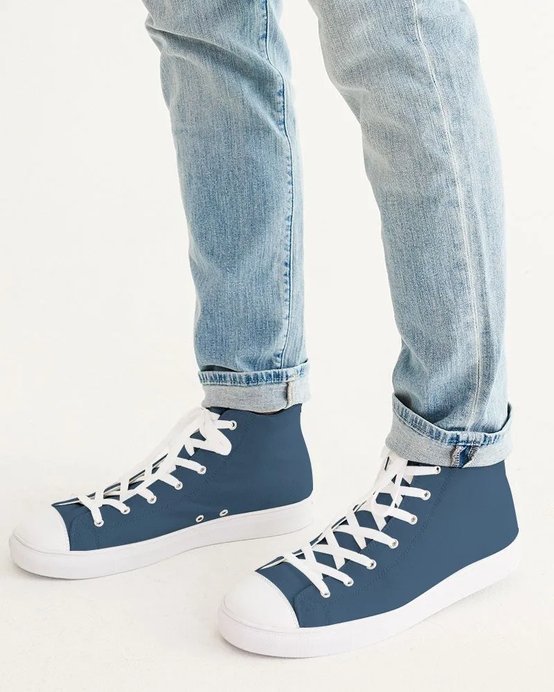 Medium Dark Blue Men's High-top Canvas Sneakers | Men's | Medium Dark Pastel Blue | C60M30Y0K60