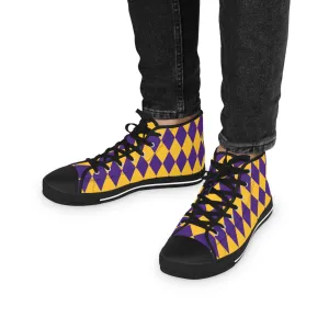 Men's High Top Sneakers - Purple/Gold Diamonds