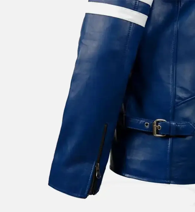 Men's Rich Blue Leather Jacket