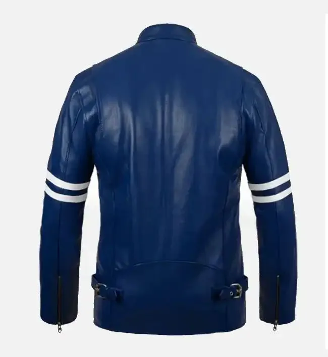 Men's Rich Blue Leather Jacket