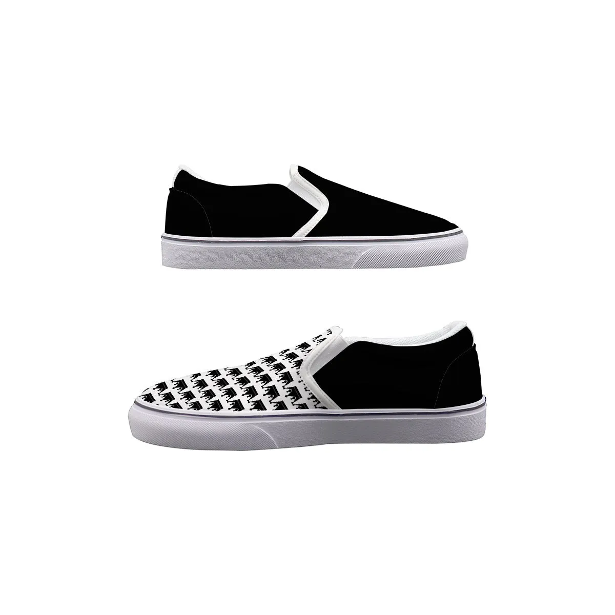 Men's Slip On Sneakers Jaxs n crown blk and white with crowns