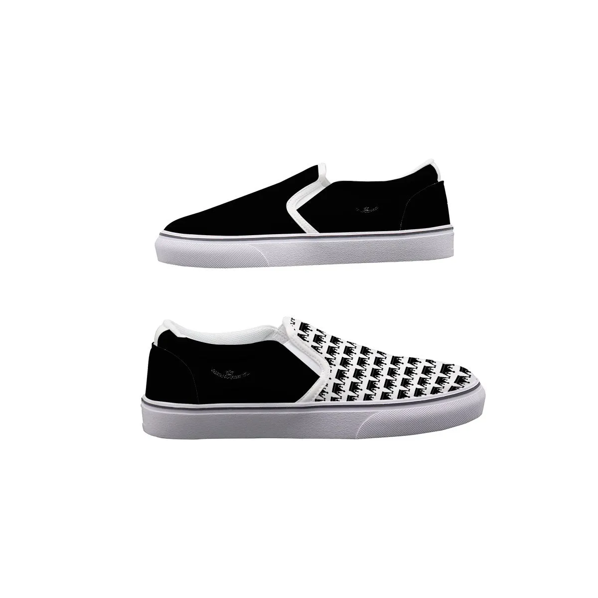 Men's Slip On Sneakers Jaxs n crown blk and white with crowns