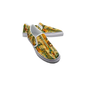 Men's Slip On Sneakers surfboard/skulls print