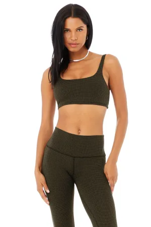 Micro Houndstooth Bra - Dark Olive/Black