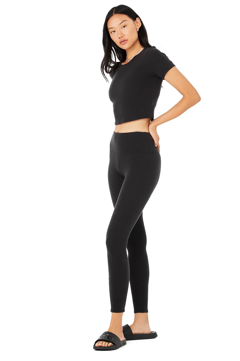 Micro Waffle Sierra Short Sleeve Top & High-Waist LowKey Legging Set