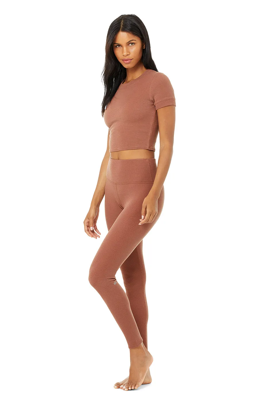 Micro Waffle Sierra Short Sleeve Top & High-Waist LowKey Legging Set