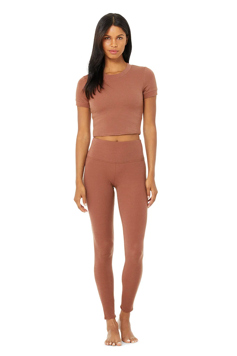 Micro Waffle Sierra Short Sleeve Top & High-Waist LowKey Legging Set