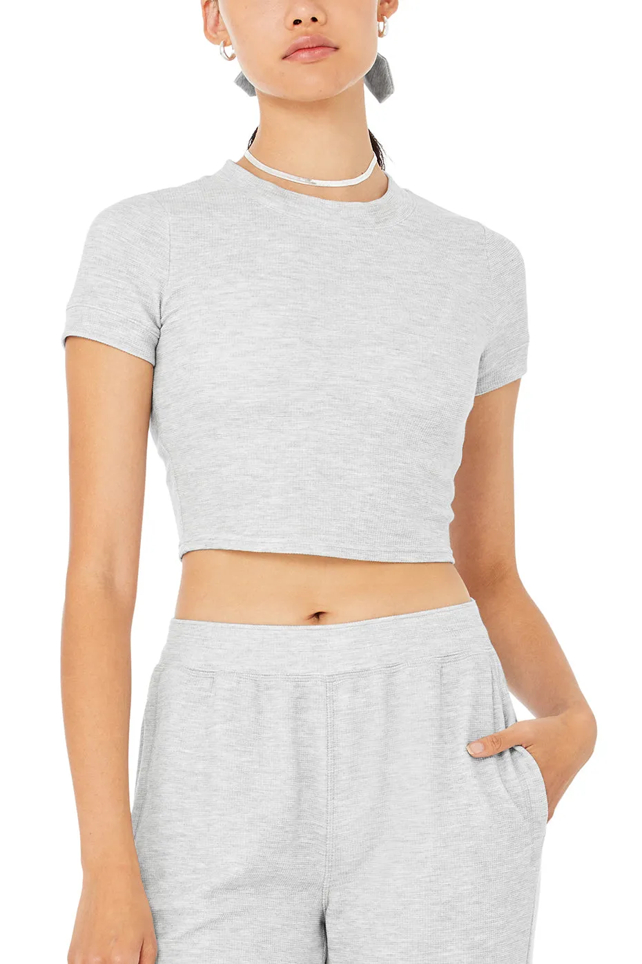 Micro Waffle Sierra Short Sleeve Top - Athletic Heather Grey