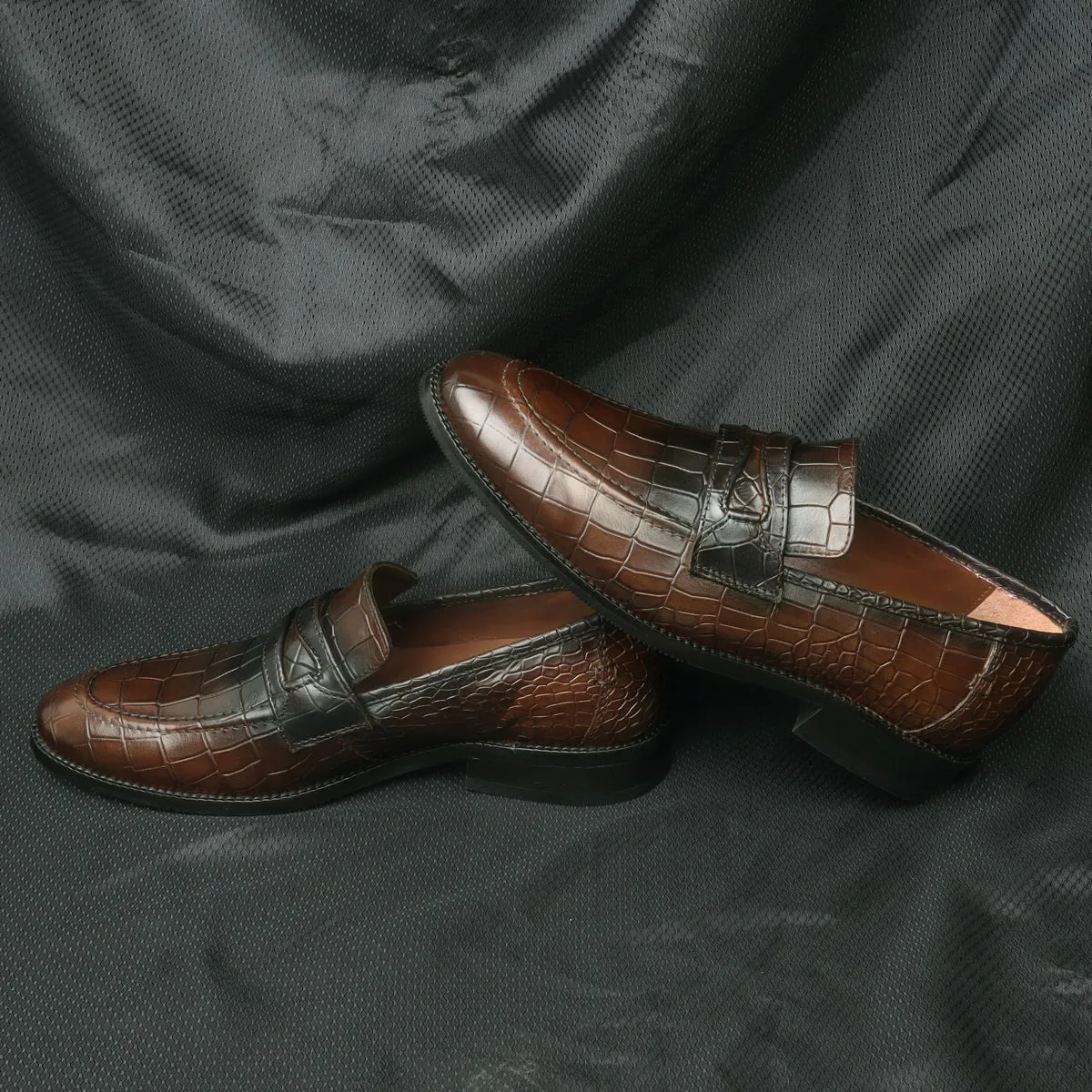 Mod Look Brown Loafers Deep Cut Leather  with Rubber Sole