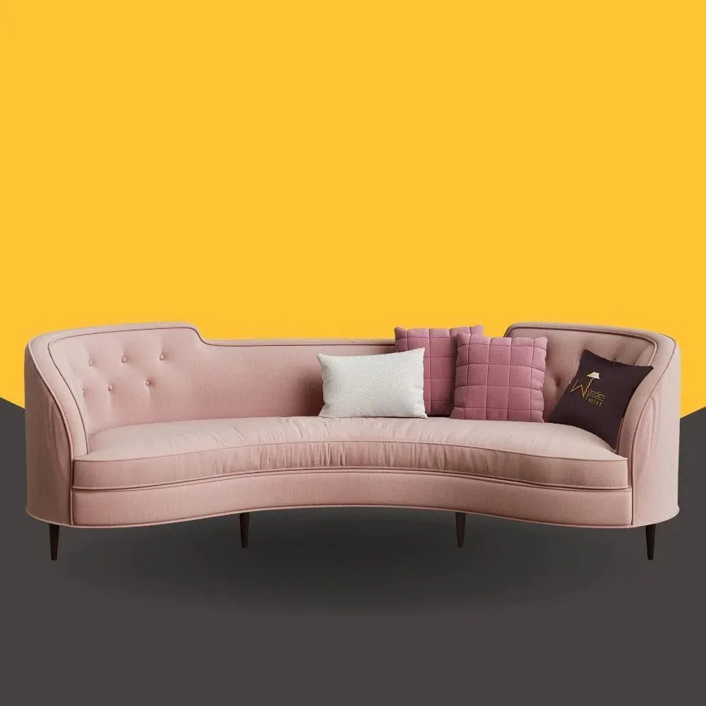 Modern Vintage Encompass Tufted Tropez 3 Seater Sofa with Four Cushion (Pink)